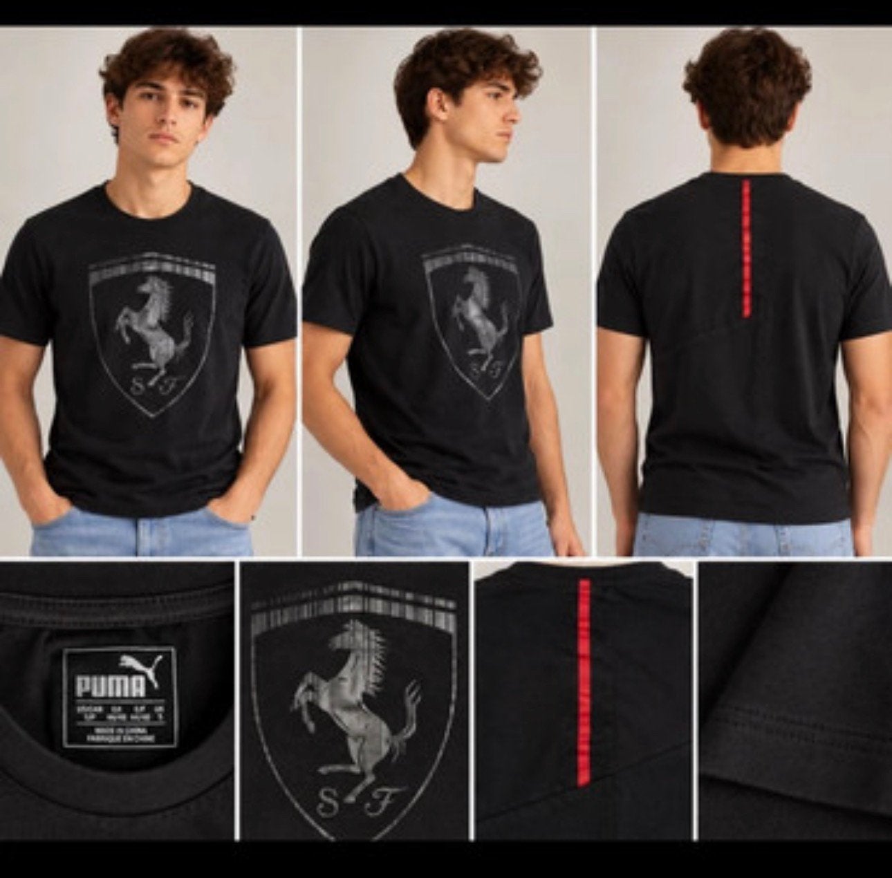 T-shirt Puma Ferrari pour homme — Noir ️, Envoi, Comme neuf, Taille 48/50 (M), Noir