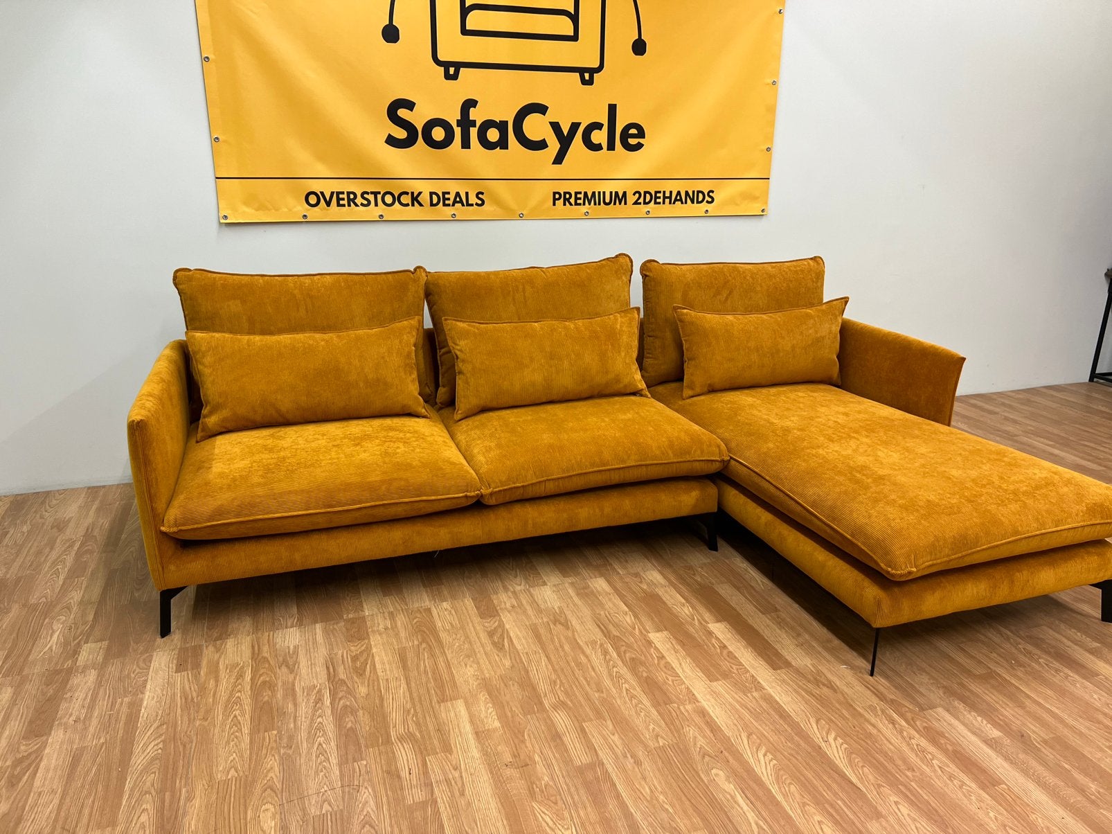 Siège d'angle Orange Rib (NOUVEAU)- Overstock Deal SofaCycle, Neuf, Enlèvement ou Envoi, SofaCycle, Info@sofacycle.be