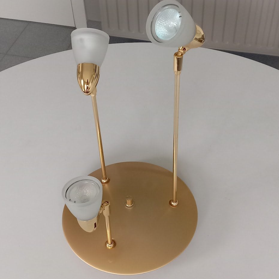 plafondlamp met 3 spots op een staaf, Maison & Meubles, Halogène, Enlèvement, Utilisé, Métal