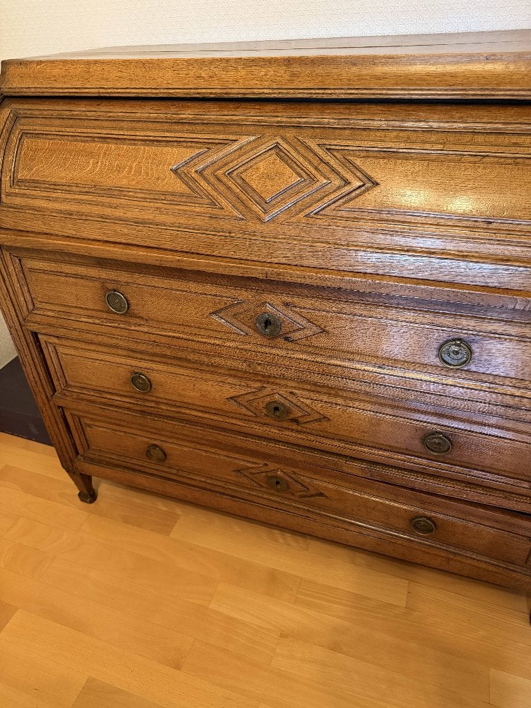 Secrétaire Directoire en chêne massif à abattant XIXe, Directoire, Enlèvement, Utilisé, /