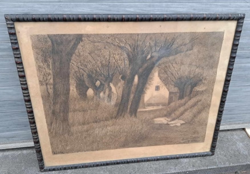 gravure epreuve d artiste maison signe, Enlèvement ou Envoi, Gravure