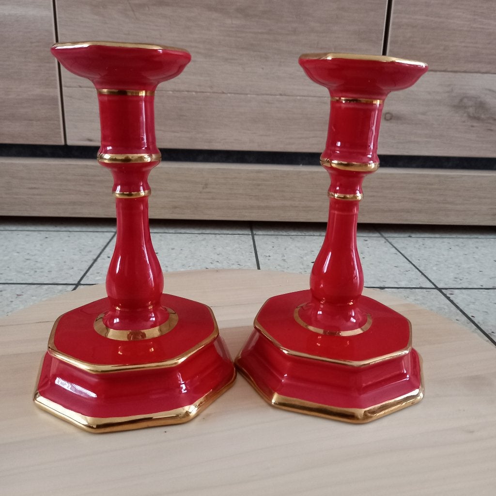 Paire de bougeoirs Vintage Italica Ars Année 50-60, Enlèvement, Céramique ou Poterie
