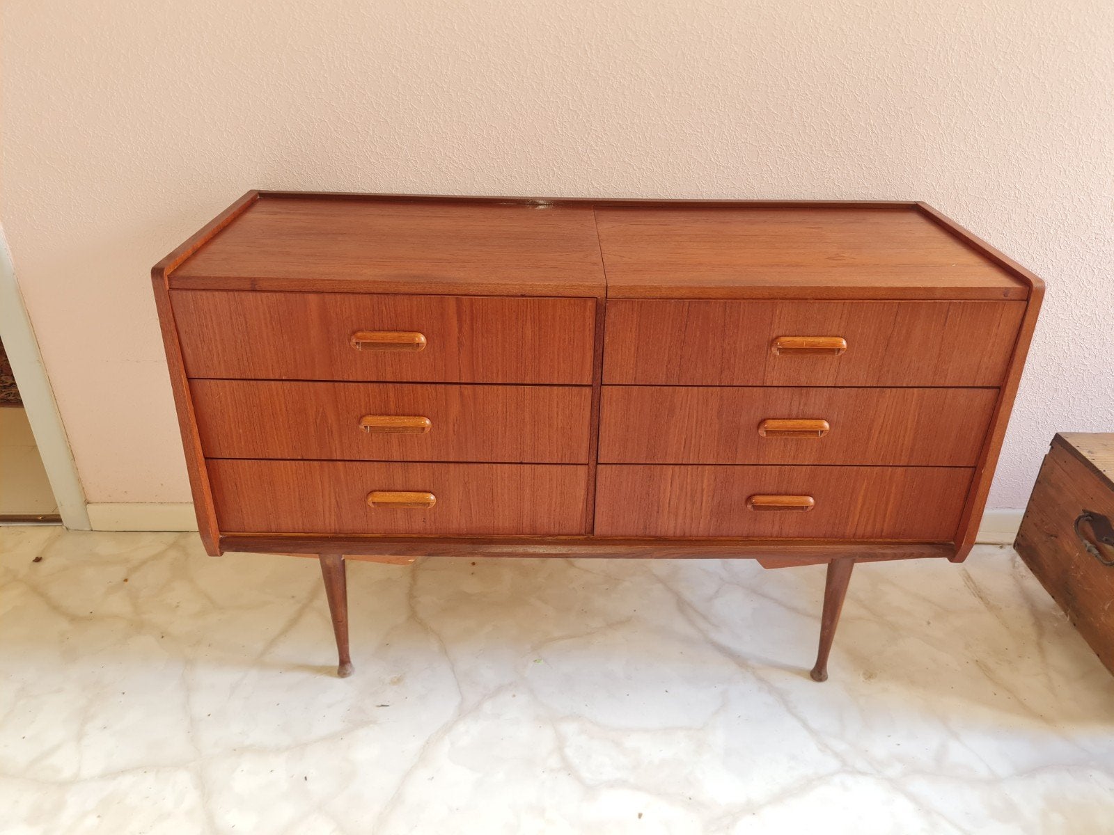 COMMОDE  COIFFEUSE VINTAGE SCANDINAVE ANNÉES 60 MIROIR, Enlèvement