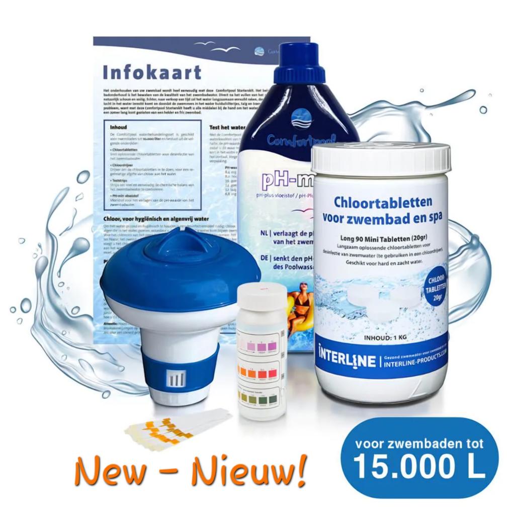Comfortpool Chloor Starterspakket groot | Tot 15.000 liter, Ophalen, Nieuw