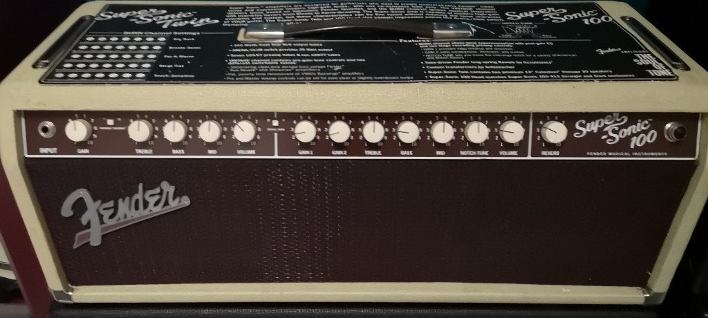Fender Super Sonic 100/25w Tolex crème Brownface, Muziek en Instrumenten, Versterkers | Bas en Gitaar, Ophalen, Gitaar, 50 tot 100 watt