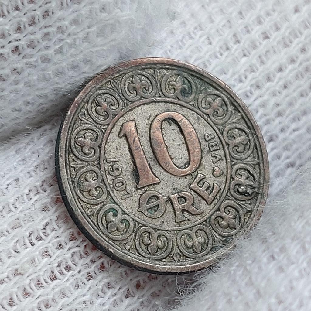 Piece de monnaie / Danemark / 10 Ore / 1907 / Argent .400, Enlèvement ou Envoi, Argent