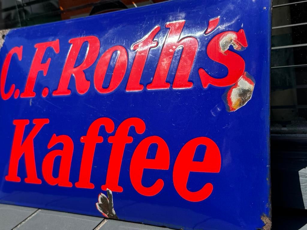 Roth Kaffee emaille reclamebord, Antiek en Kunst, Ophalen of Verzenden