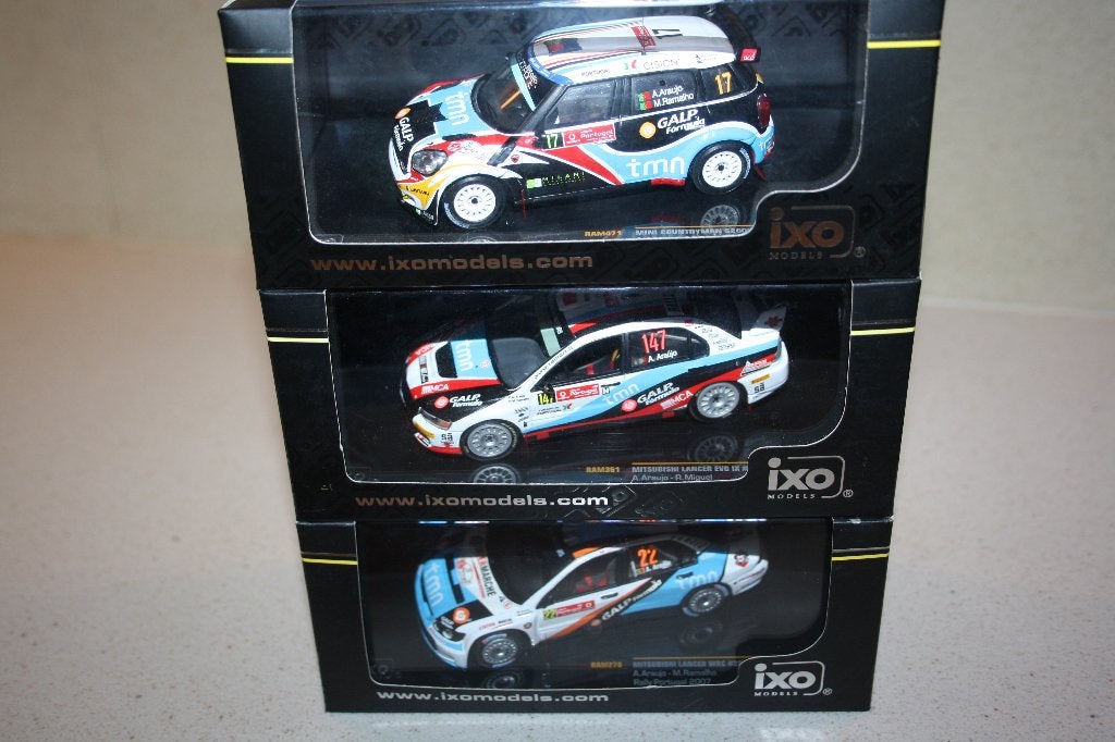 3 x ixo A.Araujo mitsubishi/mini cooper rally WRC., Hobby en Vrije tijd, Modelauto's | 1:43, Ophalen of Verzenden, Nieuw, Auto