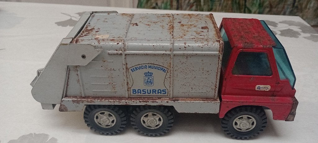 Camion poubelle Gozan Tigre métal vintage, Antiquités & Art, Enlèvement ou Envoi