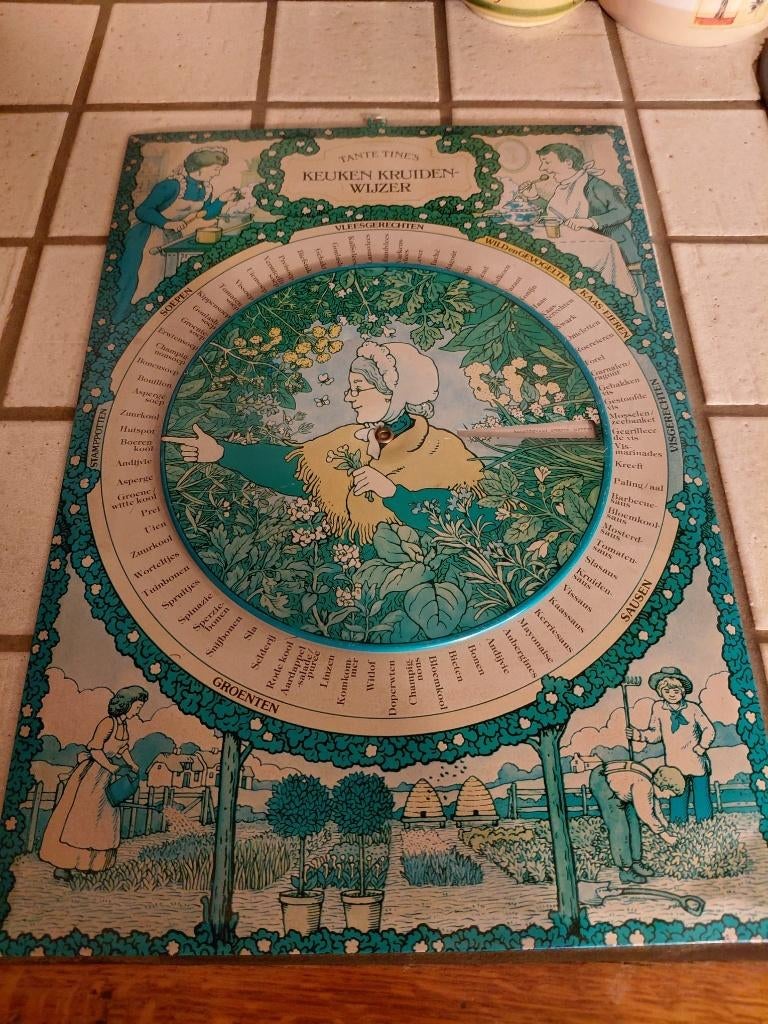 Vintage metalen Tante Tine's keuken kruidenwijzer - Jaren 70, Ophalen of Verzenden