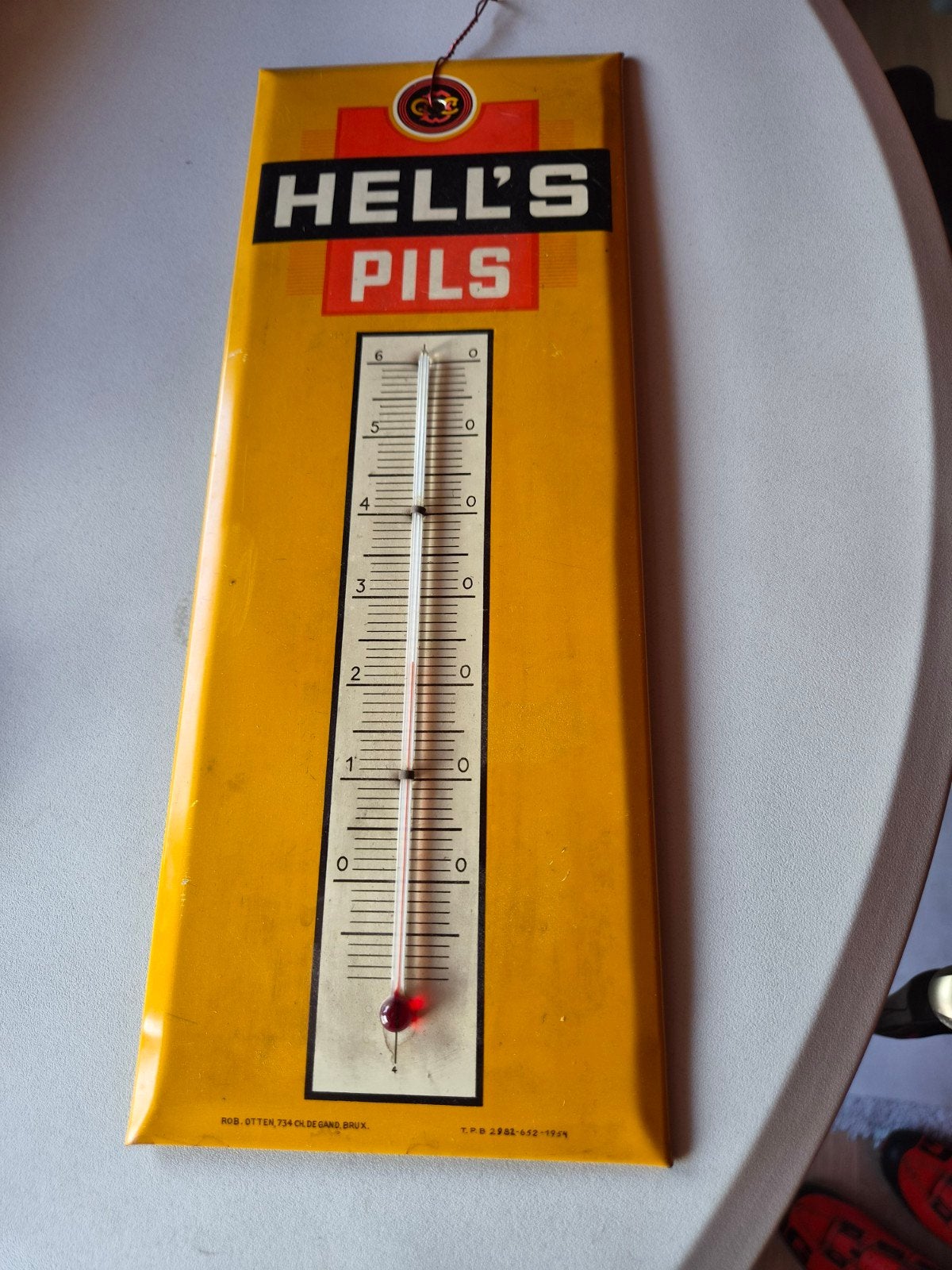 hell,s pils blik bordje 1954, Ophalen of Verzenden, Gebruikt, Reclamebord, Plaat of Schild