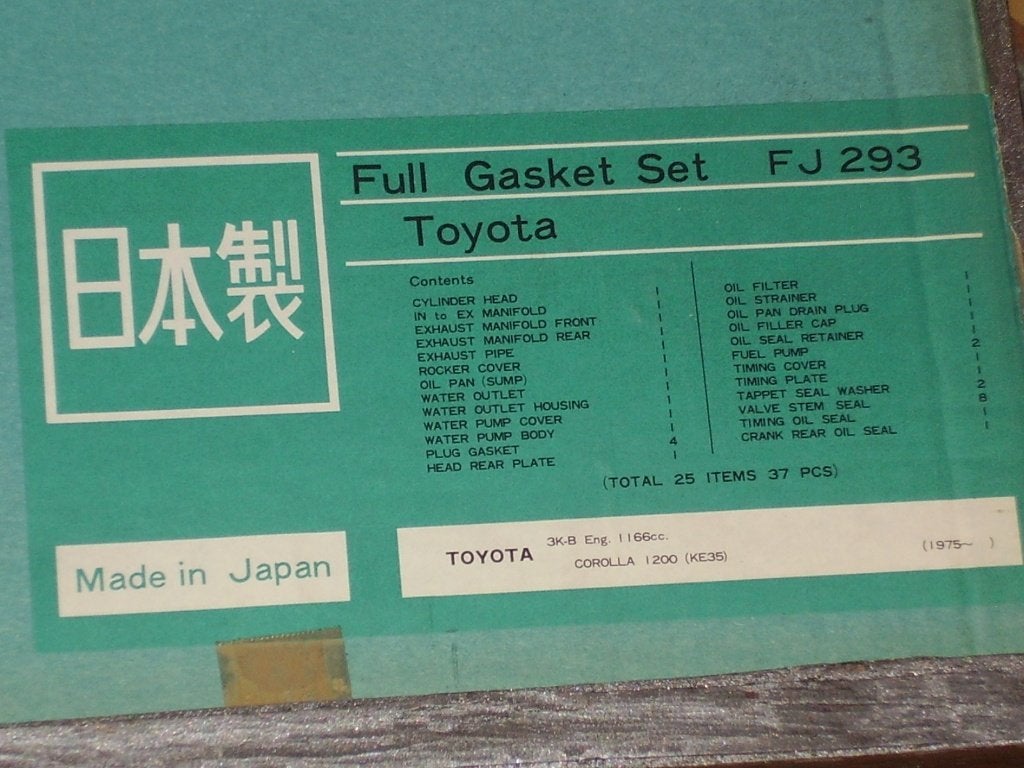 Een complete pakkingset voor TOYOTA COROLLA 3K-B, Ophalen of Verzenden, Nieuw, Oldtimer onderdelen