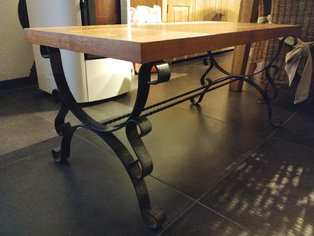 Salontafel met smeedijzeren poten, Huis en Inrichting, Ophalen, Gebruikt