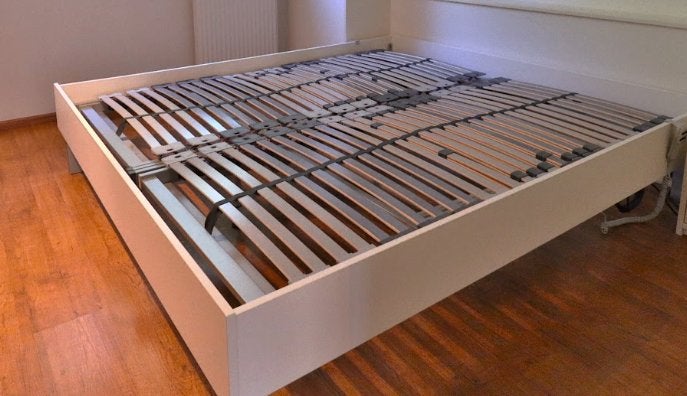 Elektrische lattenbodem met bedkader, Ophalen, Beige, Tweepersoons, 180 cm