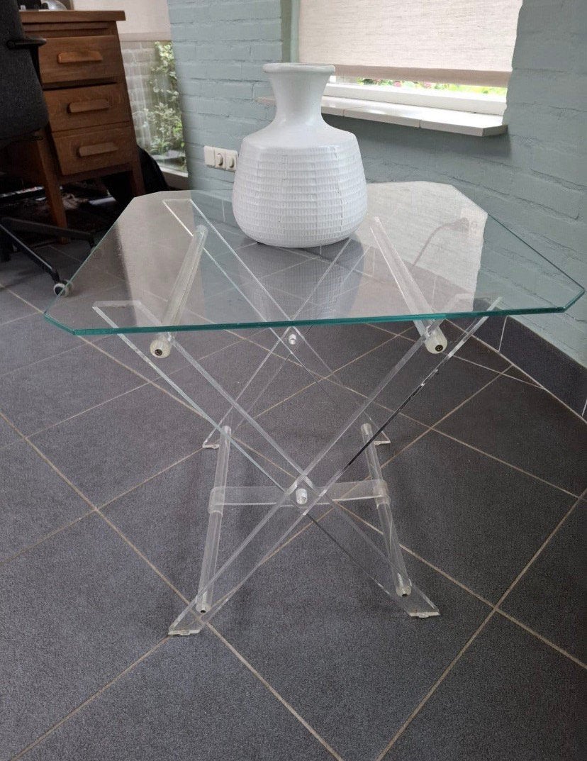 Vintage plexi salontafel of bijzettafel, Ophalen, Zo goed als nieuw