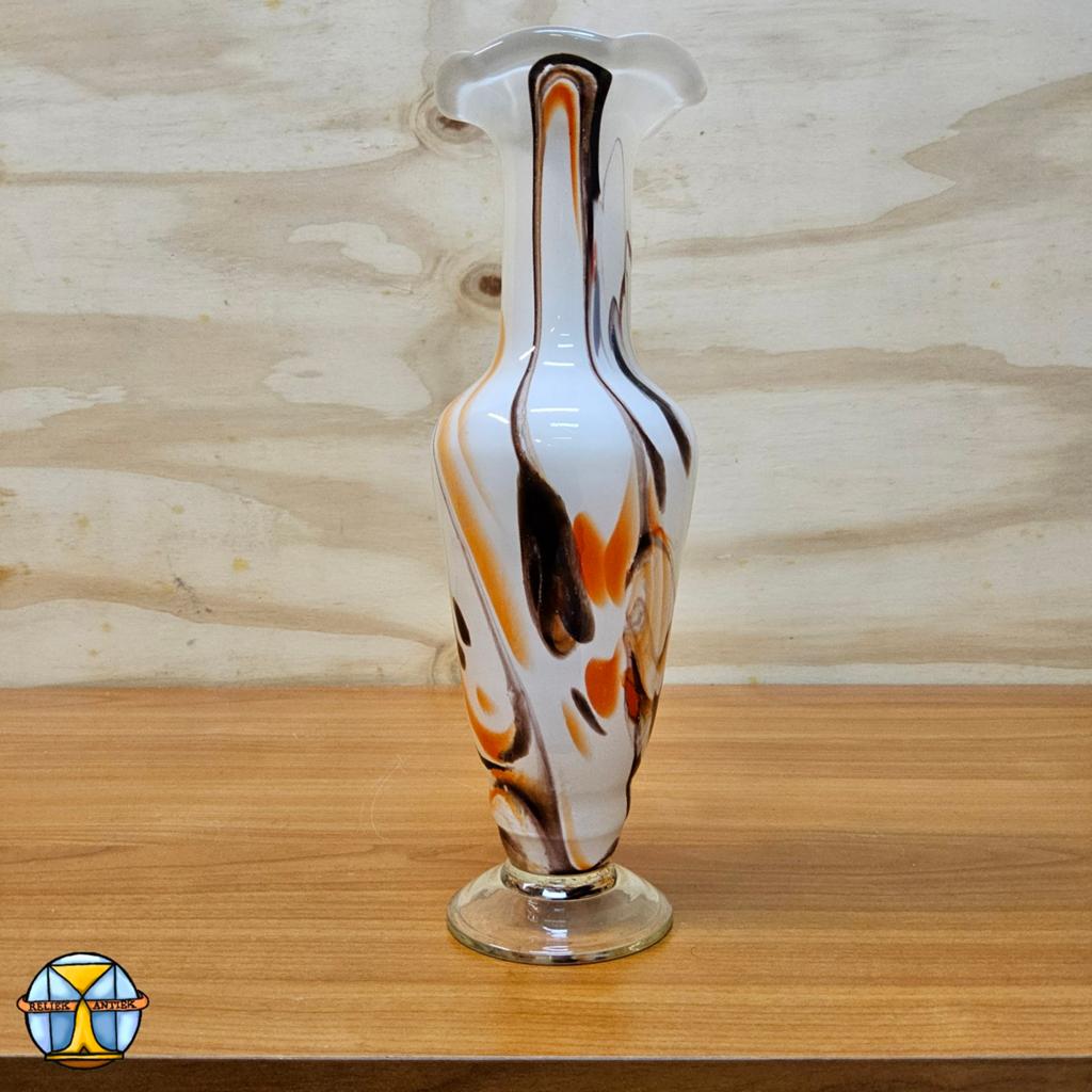 Vase flammé vintage en verre opaline/verre à lait (H25.5) or, Enlèvement ou Envoi