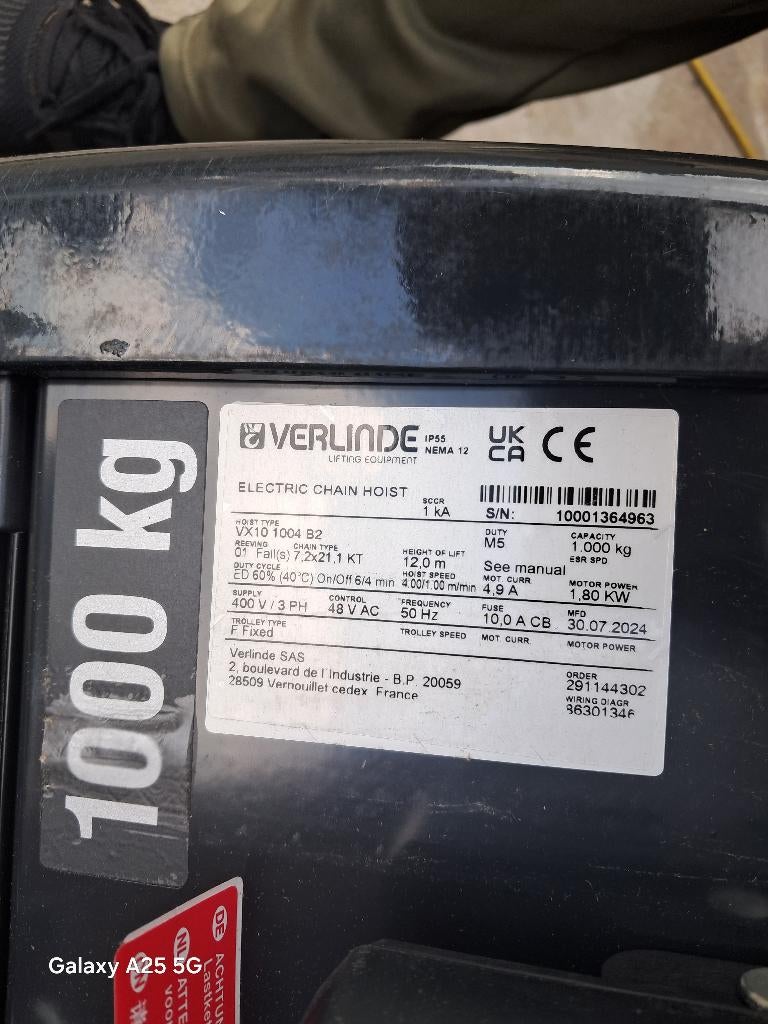 Elektrische takel/kettingtakel Verlinde VX10 - 1T - NIEUW”, Doe-het-zelf en Bouw, Lieren en Takels, Nieuw, Elektrisch, Ophalen