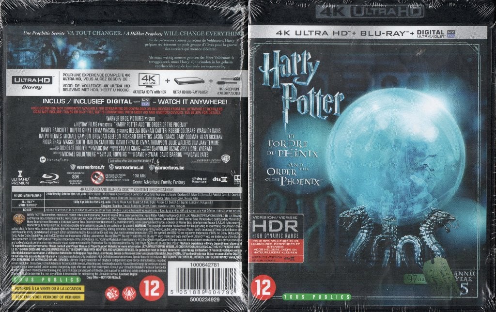 h.p. & l’ordre du phenix (4K ultra hd -blu-ray) neuf, CD & DVD, Blu-ray, Enlèvement ou Envoi, Neuf, dans son emballage, Science-Fiction et Fantasy