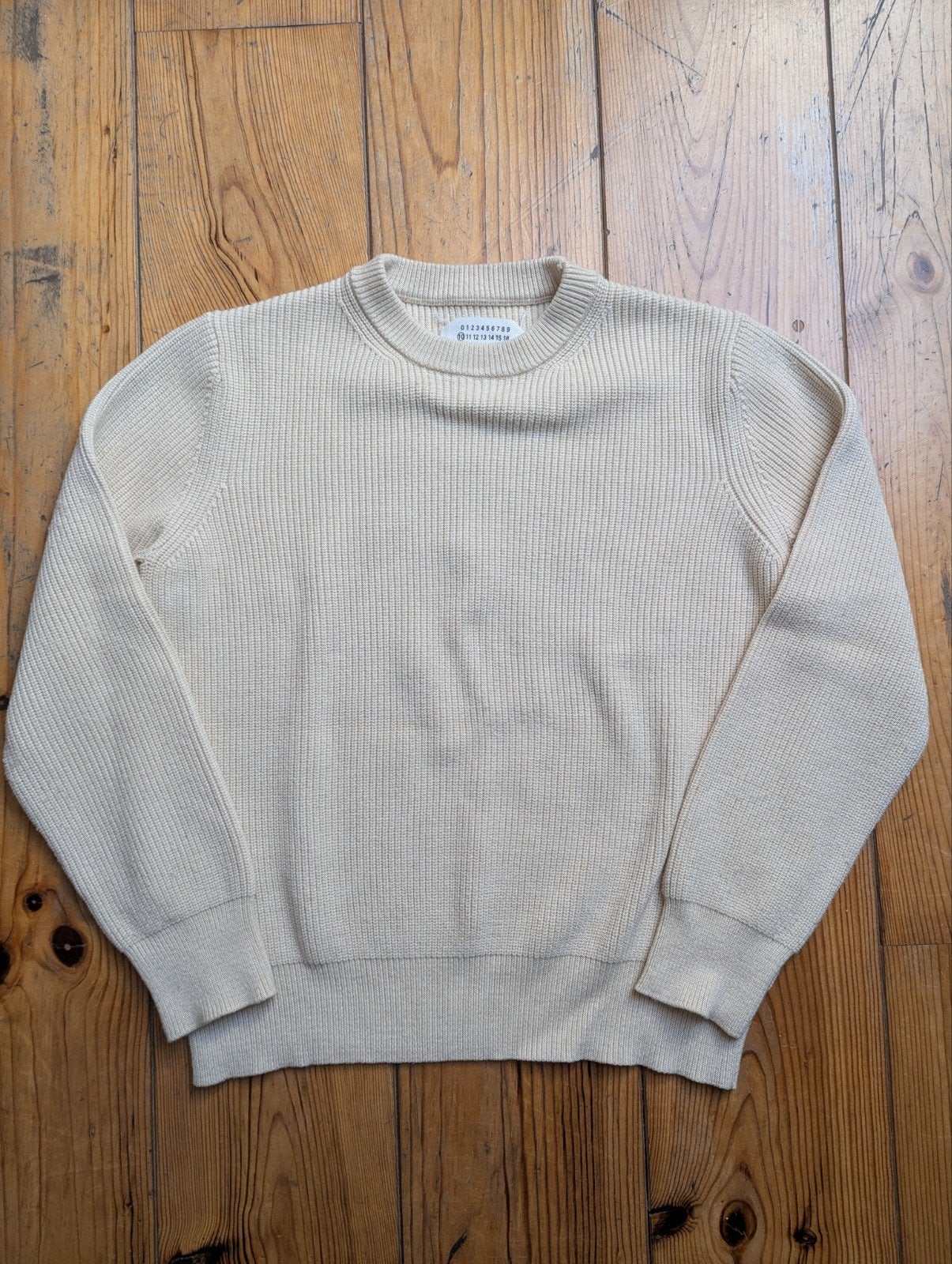 Maison Margiela – Pull en maille côtelée beige / écru – Mini, Vêtements | Hommes, Pulls & Vestes, Enlèvement ou Envoi, Beige, Maison margiela