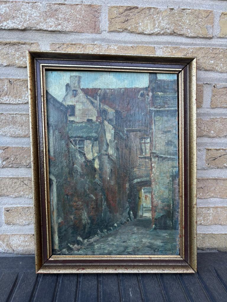 Peinture d'Hubert Op de Beeck - Rue de Bruxelles, Antiquités & Art, Enlèvement ou Envoi