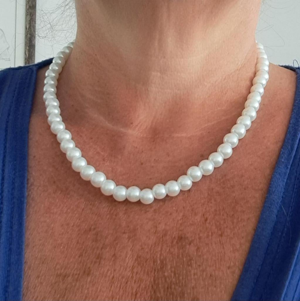 Halssnoer Parels, Enlèvement ou Envoi, Neuf, Blanc, Réglable