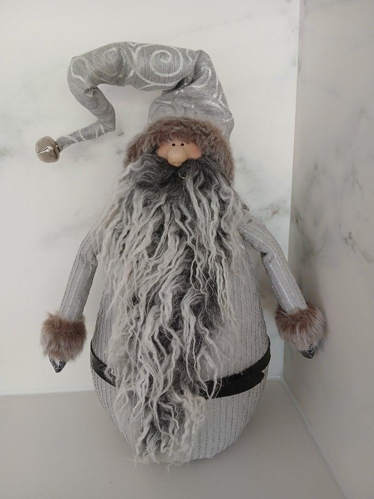 kerstman in stof, grijs-zilver, Ophalen of Verzenden, Nieuw
