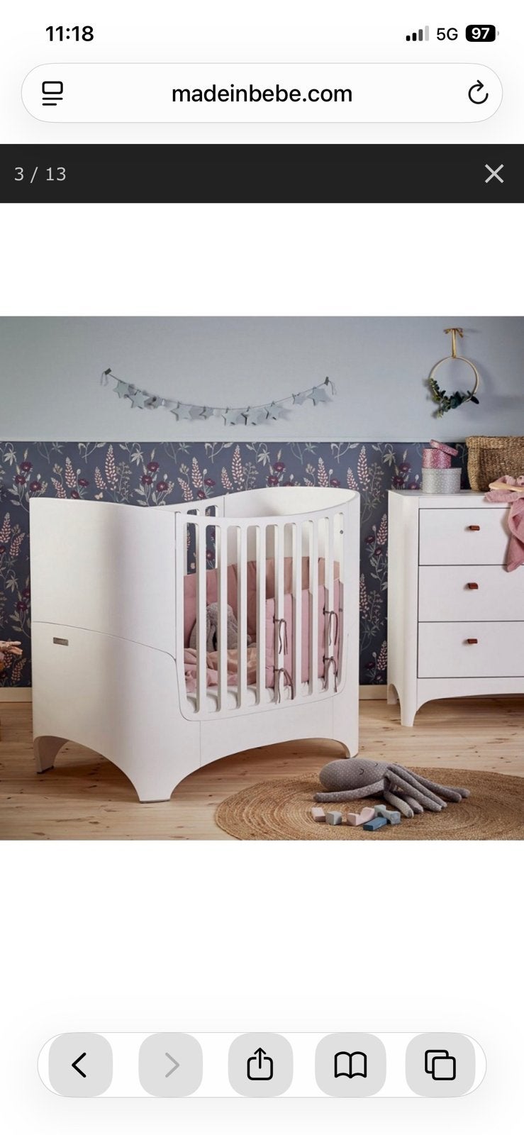 Lit bébé évolutif 0-7 ans Leander, Enlèvement, Comme neuf