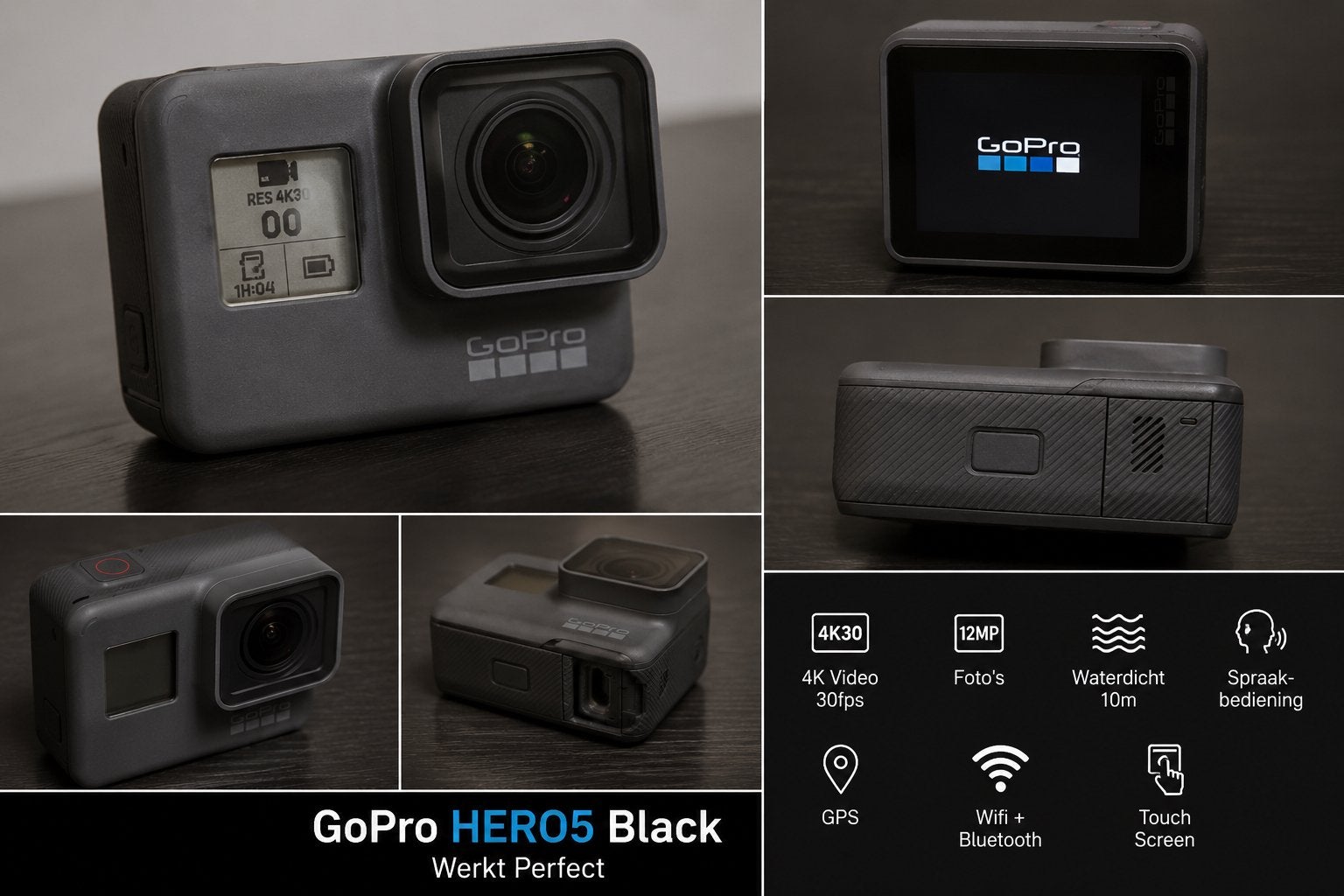 Caméra d'action GoPro HERO5 Black 4K : fonctionne parfaiteme, TV, Hi-fi & Vidéo, Enlèvement ou Envoi, Comme neuf, GoPro