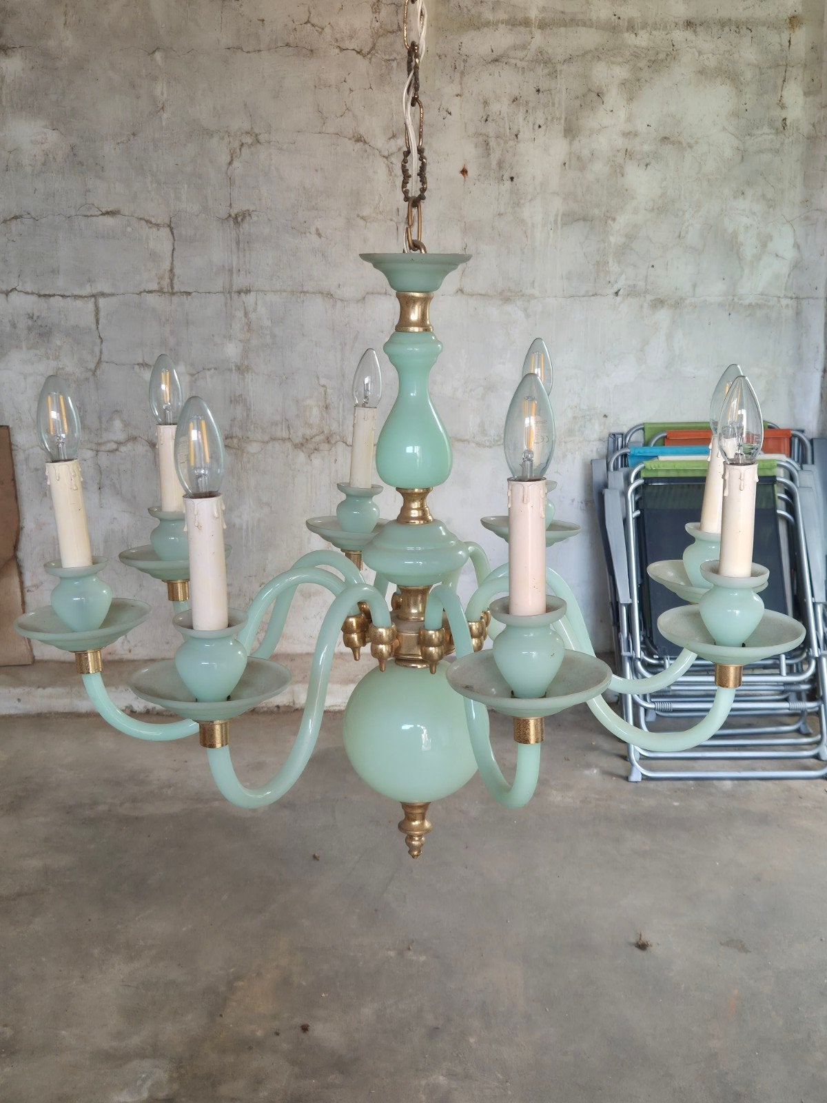 Opaline luster / hanglamp, Maison & Meubles, Lampes | Lustres, Enlèvement