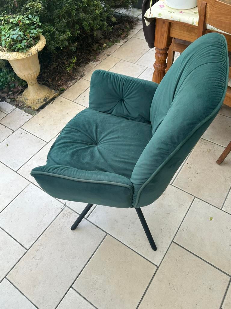 Groene zetel velours, Ophalen, Zo goed als nieuw, Eenpersoons