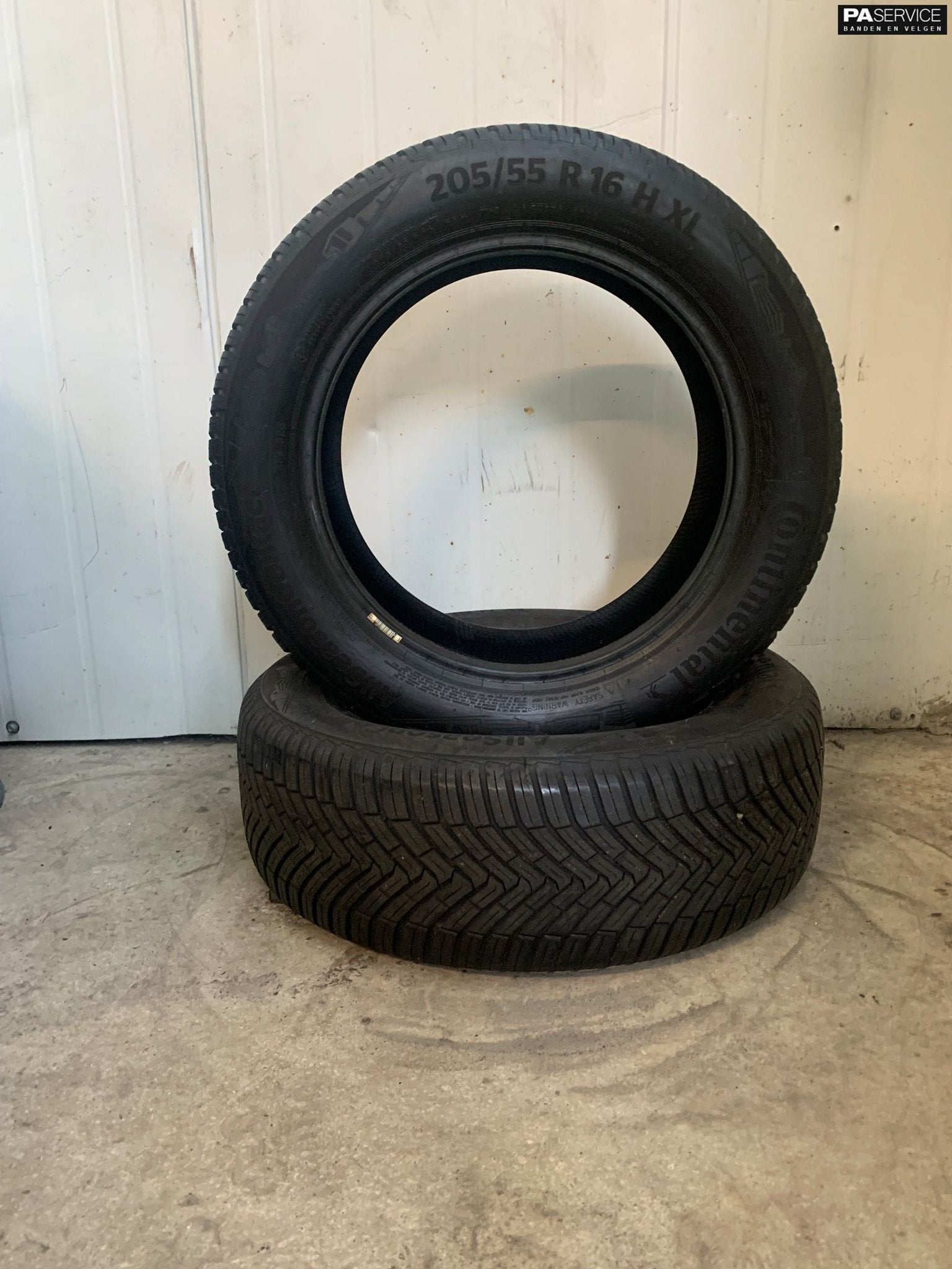 2x Continental 205 55 16 All season met 6,4 mm, Gebruikt, -, -, Banden en Velgen