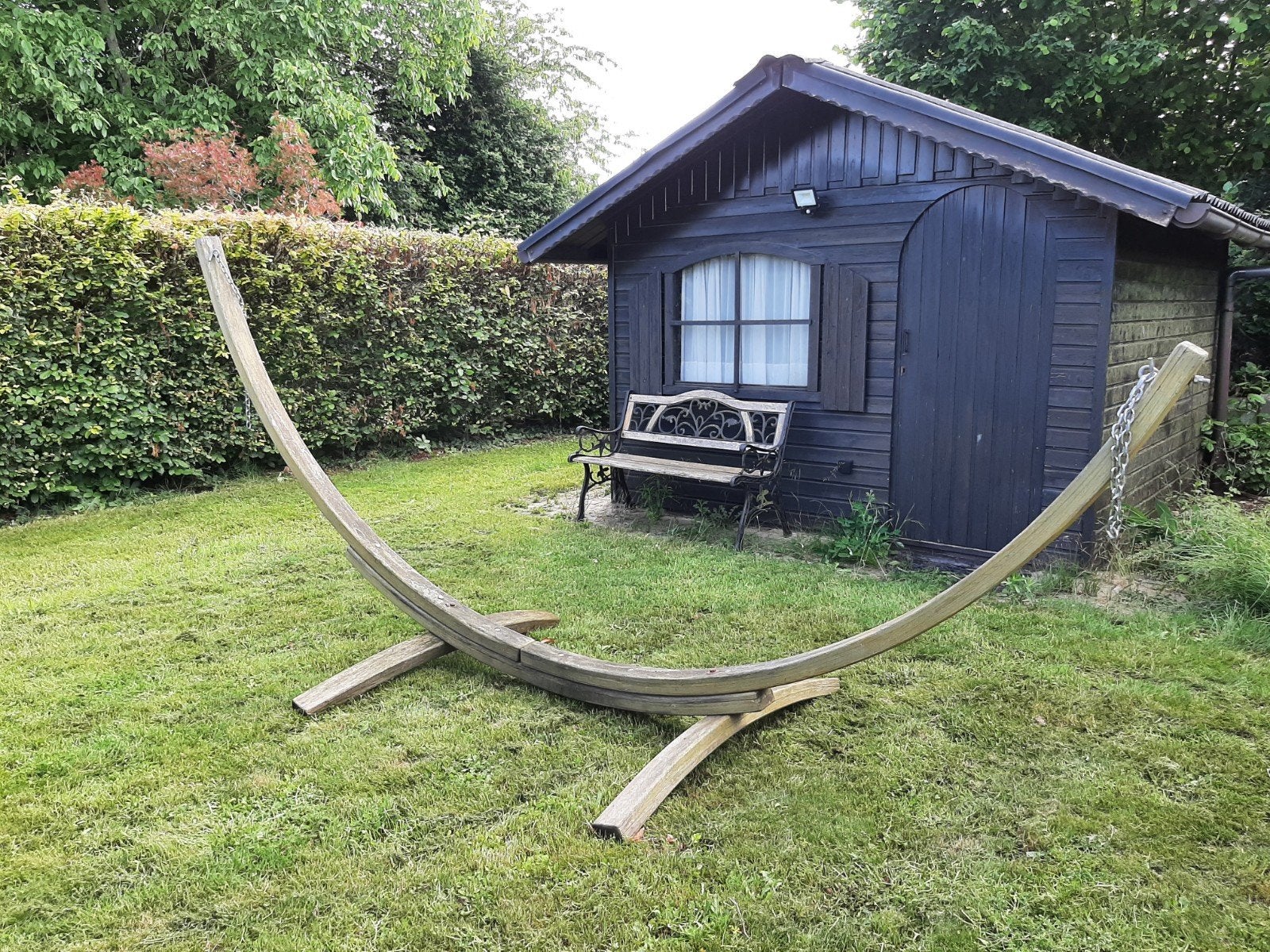 Te koop: hangmat (houten frame/staander), Tuin en Terras, Hangmatten, Ophalen, Gebruikt