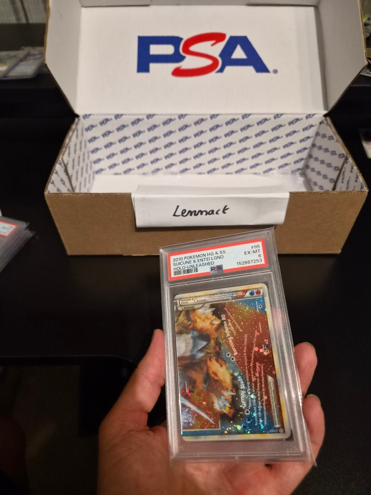 Suicune & Entei Legend PSA 6 Unleashed, Enlèvement ou Envoi, Comme neuf, Cartes en vrac, Foil