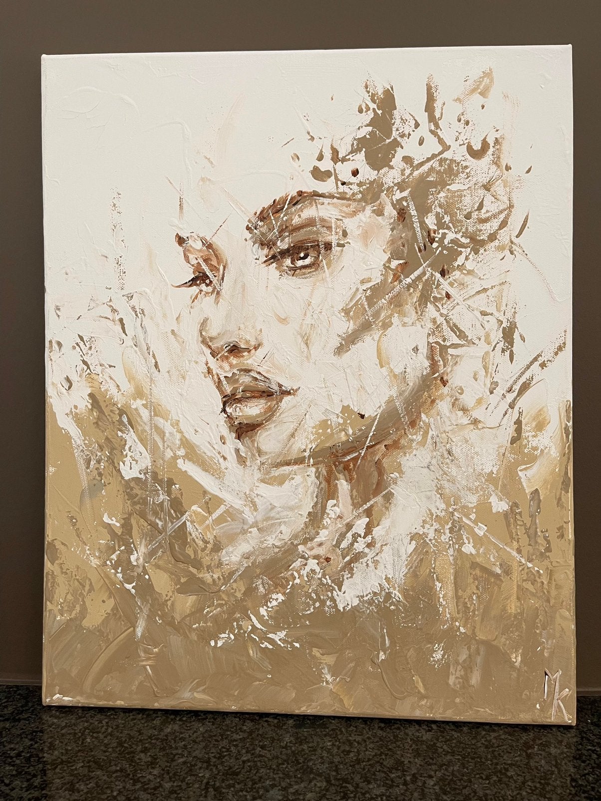 Peinture abstraite originale en sépia Mk Art, Enlèvement ou Envoi