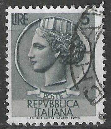 Italie 1953/1954 - Yvert 648 - Munt van Syracus - 5 l. (ST), Verzenden, Gestempeld
