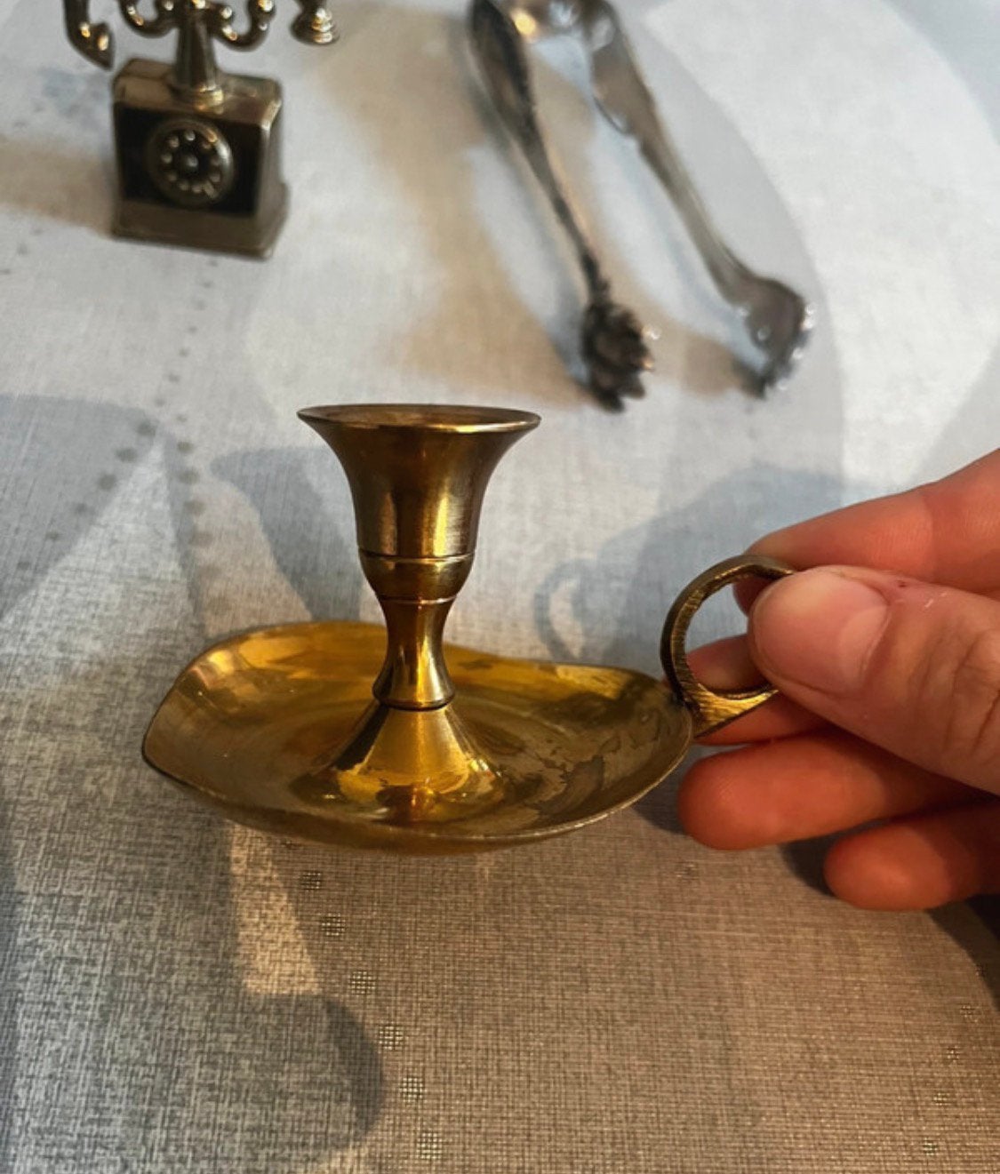Vintage kandelaar, Antiek en Kunst, Ophalen, Goud