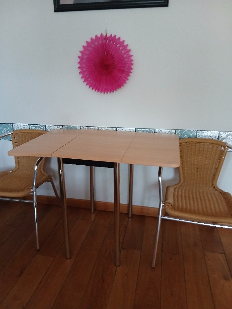 Keukentafel+2stoelen, Ophalen, Gebruikt, Drie personen, Rechthoekig