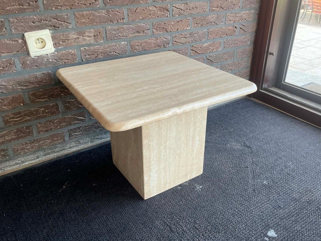Travertin bijzettafel 50x50x37, Ophalen of Verzenden