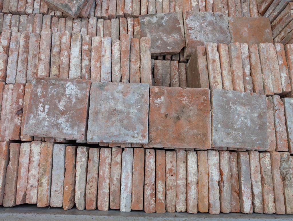 Antieke Terracotta Tegels 13x13cm 20m2, Doe-het-zelf en Bouw, Tegels, Ophalen