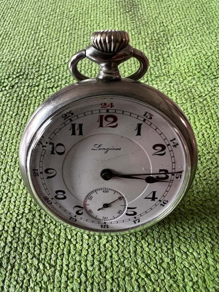 Longines Vintage Opwindbaar Zakhorloge, Ophalen, Staal, Zakhorloge, Longines
