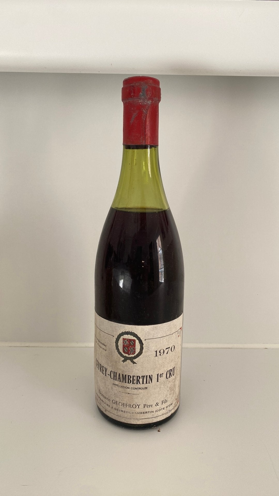 Gevrey-Chambertin 1er Cru 1970 – Geoffroy Père & Fils., Verzamelen, Ophalen of Verzenden, Zo goed als nieuw