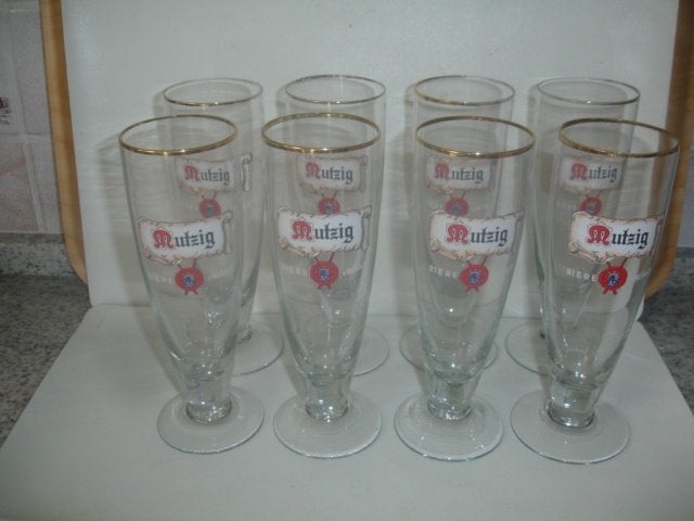 Bierglazen Mutzig, Bière d' Alsace, Verzamelen, Biermerken, Zo goed als nieuw, Glas of Glazen, Overige merken, Ophalen of Verzenden
