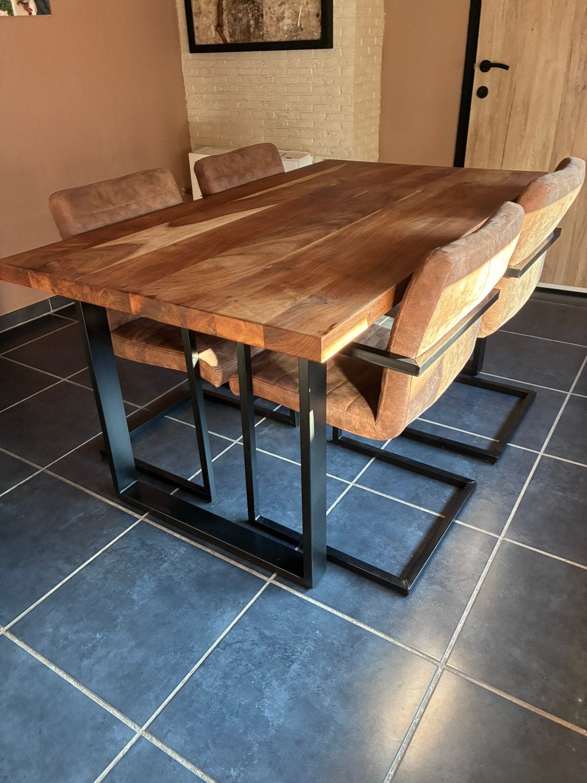 Tafel + 4 stoelen, Enlèvement, Comme neuf