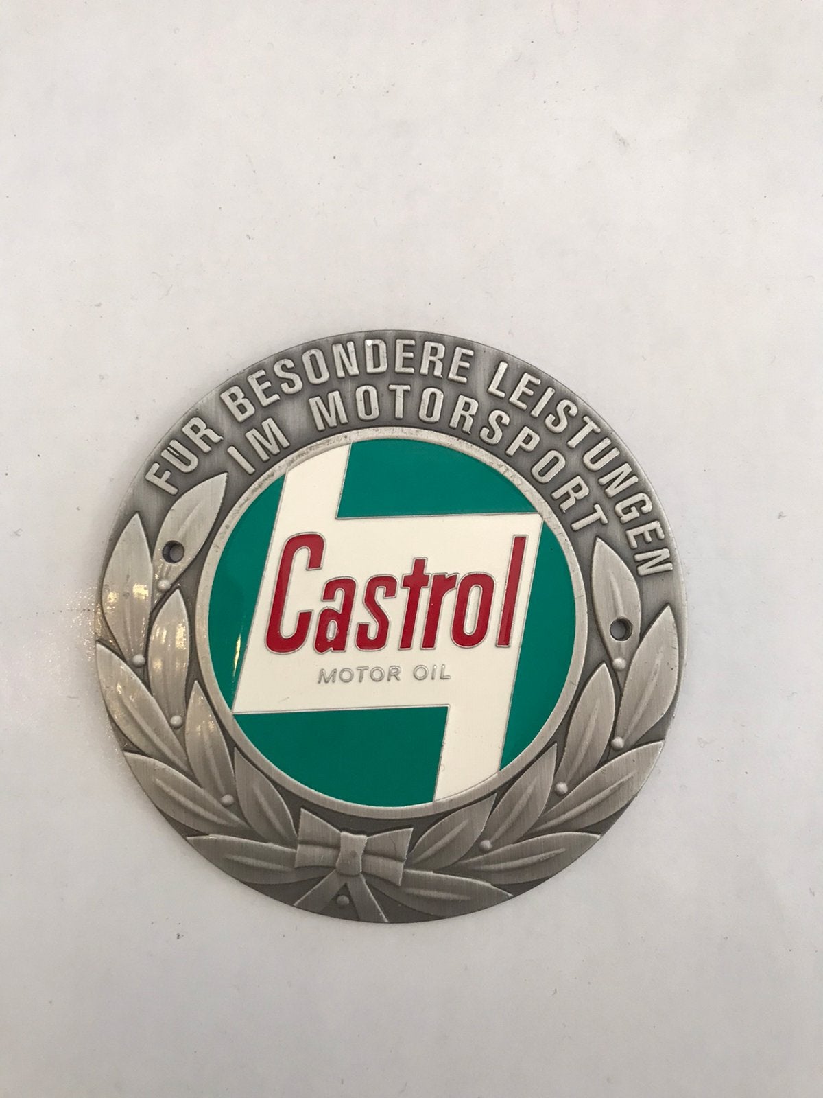 Castrol emaille reclame badge, Ophalen of Verzenden, Gebruikt, Reclamebord