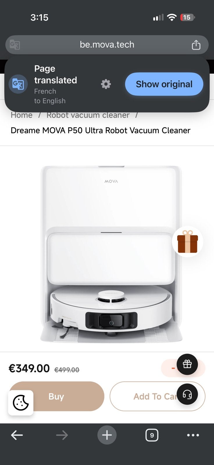 Mova p50 ultra nieuw, Neuf, Dreame, Enlèvement ou Envoi, Aspirateur robot