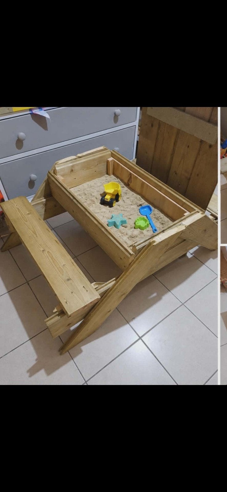 Picknickbank/zandbak, Ophalen