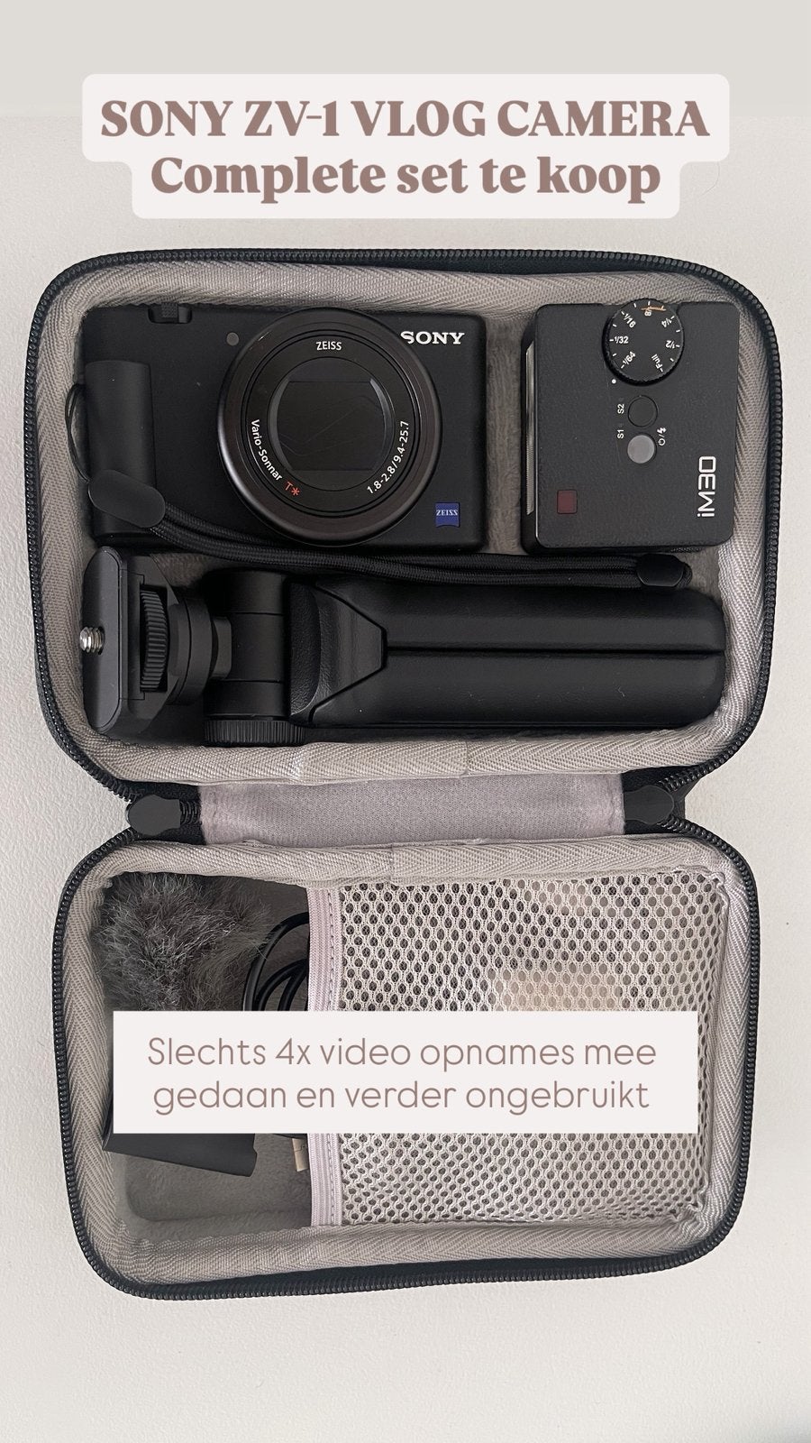 Sony zv-1 compact vlog camera, Bluetooth, Ophalen of Verzenden, Zo goed als nieuw, Grip