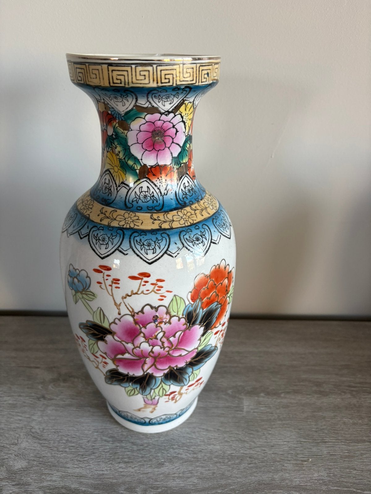 Grand vase chinois vintage (style Famille Rose)50 cm de haut, Enlèvement