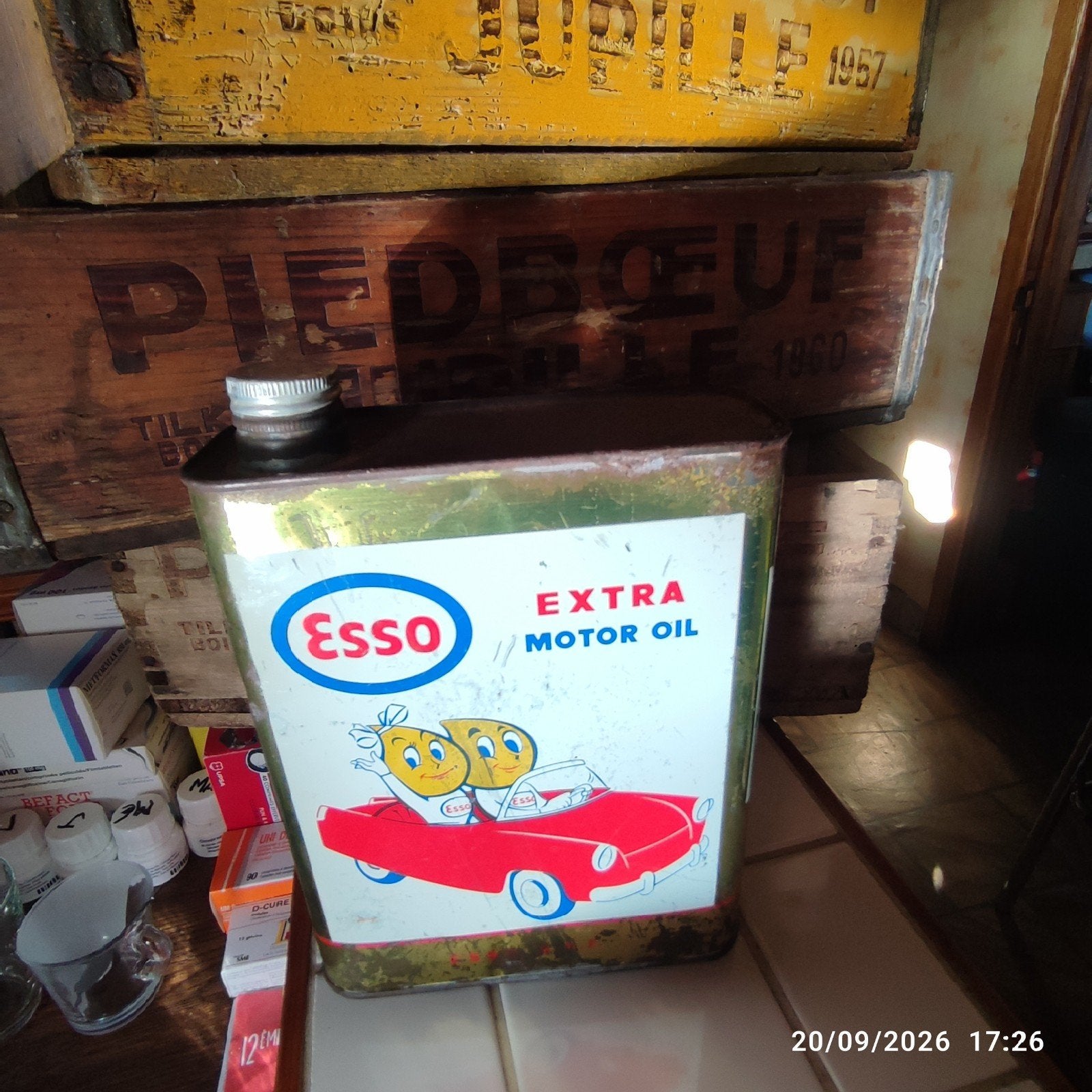 Lege oliekan van ESSO., Ophalen of Verzenden, Gebruikt, Verpakking