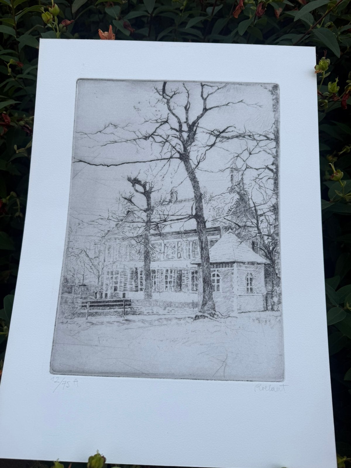 Originele ets, gesigneerd “Roelant”Gelimiteerde oplage 12/75, Antiquités & Art, Art | Dessins & Photographie, Eau-forte, Signé